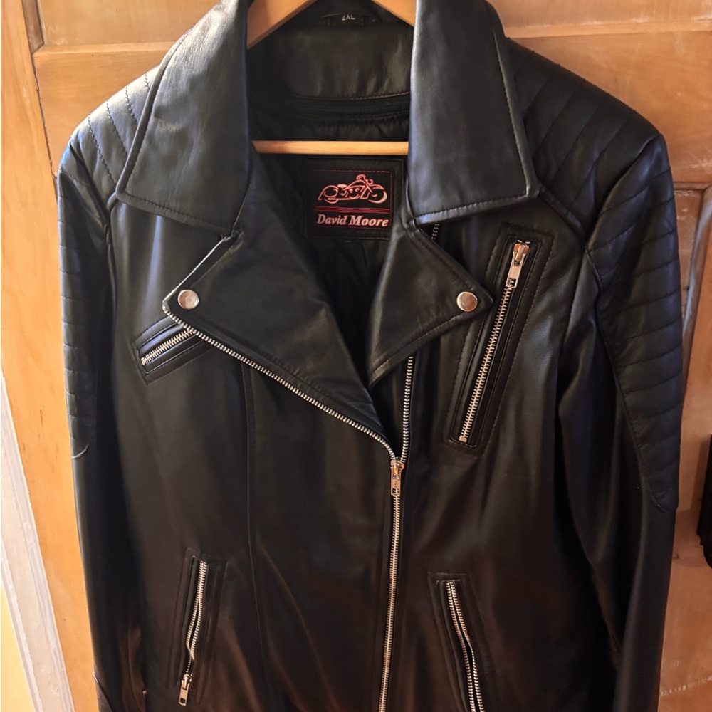 Gorgeous David Moore Womens Black Leather Biker Jacket